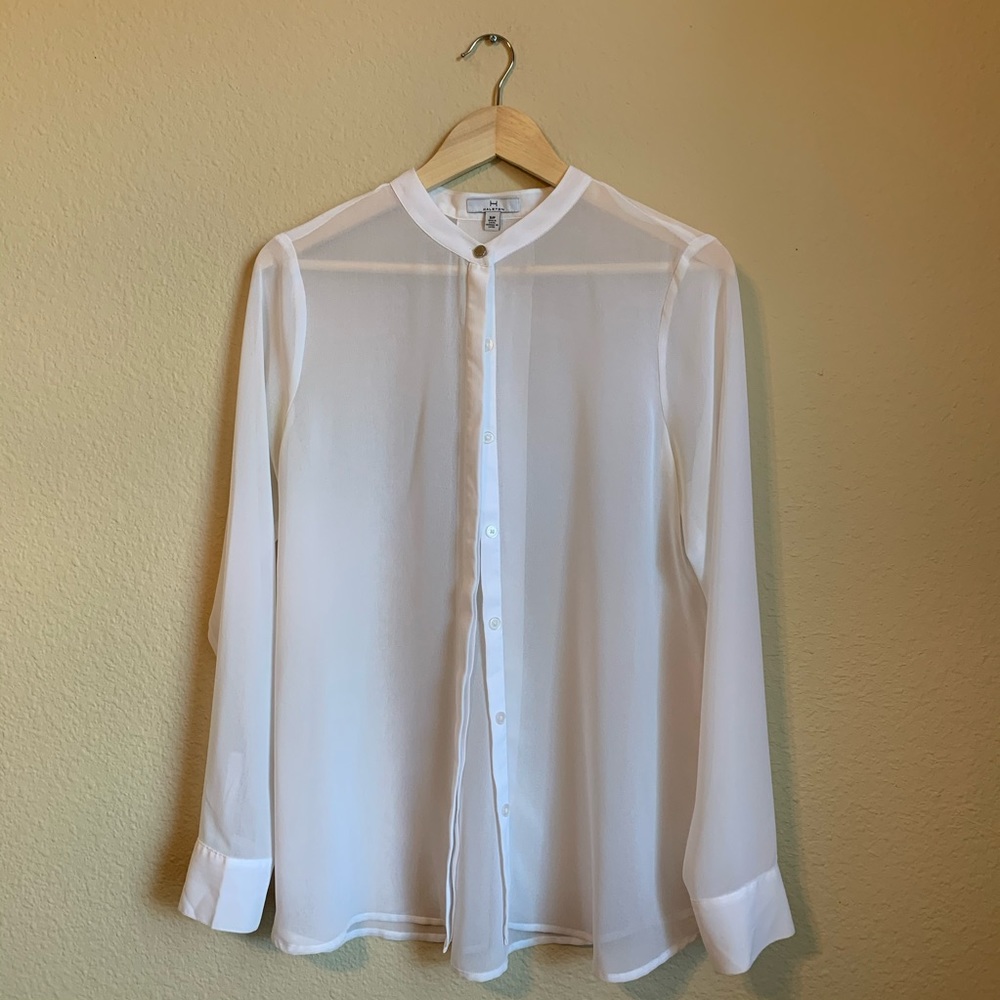 Halston White Sheer Blouse